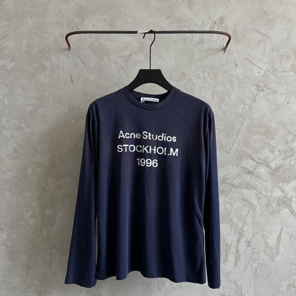 Acne Studios Dark Blue Graphic Shirt - Picture 1 of 9